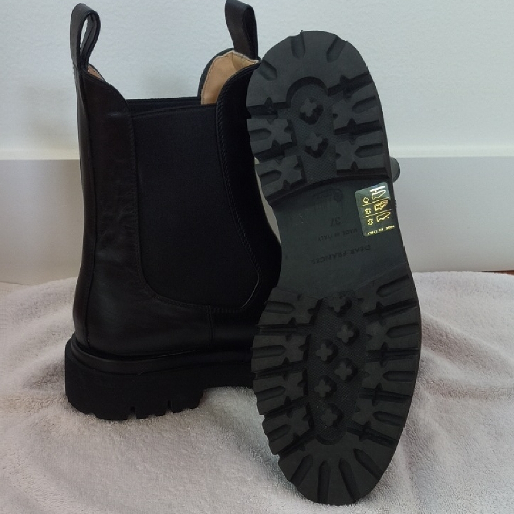Dear Frances Tony Black Leather Ankle Chelsea Boots, Size 37 - Picture 9 of 11